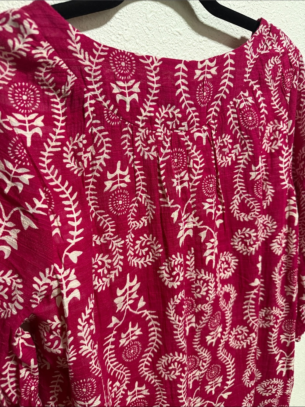 Studio Park Magenta Pink Floral Print Tassel Tie Cotton Shift Dress Medium - Picture 13 of 15
